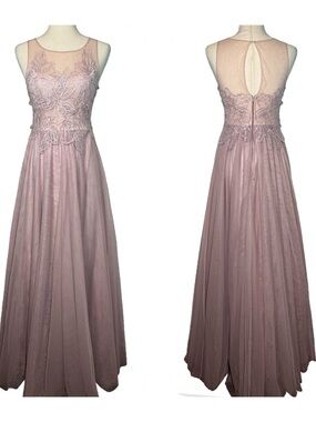 Pink Sleeveless Lace Formal Ball Gown Black Tie Gala Dress SZ 3